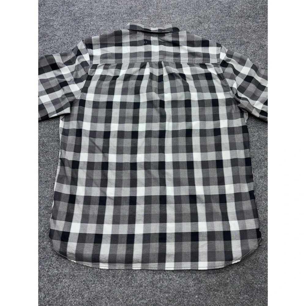 The North Face Mens XL Plaid Button Down Shirt Black Grey White Long Sleeve